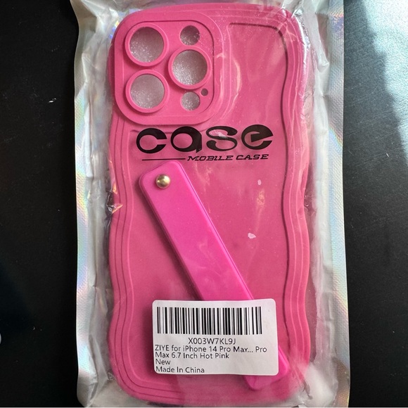 🩷5 for $25*NWT* pink & coral squiggle iPhone 14 Pro Max case w/ attachable grip - Picture 5 of 6